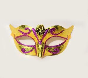 Random Color Sent Party Mask Men Kvinnor med bling Gold Glitter Halloween Masquerade Venetian Masks Costum Cosplay RRC634