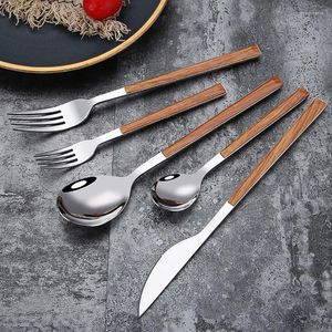 Geschirr-Sets 5 Teile/satz Besteck Hochzeit Löffel Gabel Teelöffel Messer Besteck Set Schwarz Küche El Edelstahl