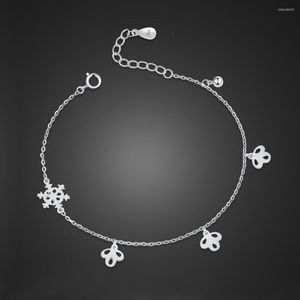 Anklets Trendy 925 Sterling Silver 24 cm Snowflake Bell Chain Jewelry for Women Colorful Beach Foot Anklet Ben Armband