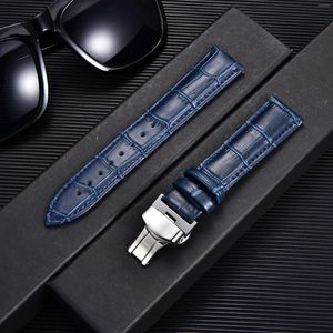 Watch Bands Accessories Strap 18mm 20mm 22mm 24mm Cow Leather Watchband Stainless Steel Butterfly Buckle Wristwatch Straps