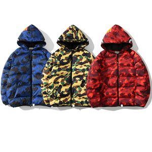 shark Mens Camouflage Puffer Jackets Womens Down Coat puffer jacket Man Fashion Print Parkas Windbreaker Outerwear Classic Street Style