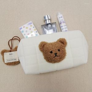 Cosmetic Bags Cute Bear Baby Make Up Portable Reusable Cotton Bag Ins Kids Makeup Pouch Toiletry