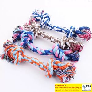 New17cm Dog Toys Pet Supplies Pet Cat Puppy Cotton Weaved Chews Knot Toy Dålig flätat Bone Rope Funny Tool