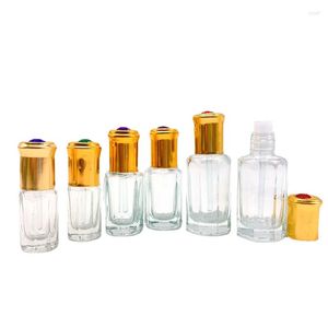 Storage Bottles 3ml 6ml 9ml Attar Glass Perfume Tester For Arabian Oud Oil With Golden Aluminum Cap 20pcs/Lot P336