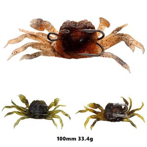 5pcs Лот 3 Цвет Смешанный 100 мм 33 4G Crab Силиконовые мягкие приманки приманки с двойным крюком крючки для рыбацких крючков Pesca Accessories W264L