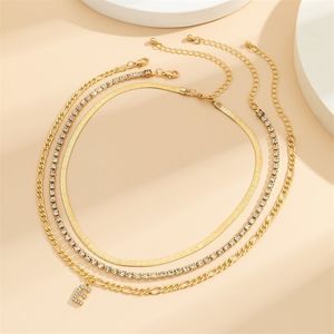 halsband armband designer smycken flerskiktad geometrisk legering halsband kreativ överdrift enkel kors kedja måne retro metall diamant bokstav e