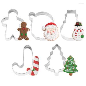 Baking Moulds 5pcs Stainless Steel Christmas Cookie Cutters Gingerbread Xmas Tree Snowman Mold DIY Biscuit Tools Cake Decor