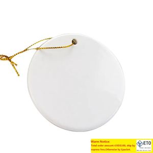 Sublimation Blank Ceramic pendant Creative Christmas ornaments Heat transfer Printing DIY Ornament Round Christmas decor