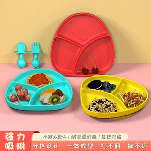 Dinnerware Sets Baby Anti- Wheat Straw Training Plate Cartoon Bear Kids Dishes Bowl Spoon Fork Feeding Tableware Set