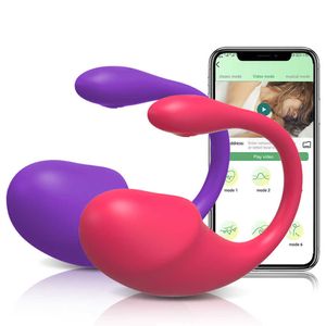 Skönhetsartiklar Bluetooths dildo vibrator kvinna för kvinnor trådlös app fjärrkontroll slitage vibrerande ägg trosor sexiga leksakpar vuxna