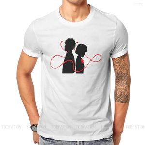 Męskie koszule Twoje imię anime czerwona koszulka sznurka Mężczyźni Ofertas Zakryjna załogę tshirt bawełniana grafika homme