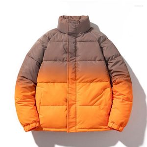 Herren-Daunen-Winterjacke, bunt, reflektierend, für Herren, modisch, Hip-Hop-Mantel, Parka mit Hose, Streetwear