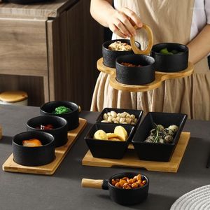 Tabaklar Japon seramik mat siyah küçük sos kase yaratıcı kuru meyve atıştırmalık tabak ev tatlı suşi tabak mutfak sofra takımı