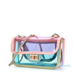 Designer- Women Transparent Bag Clear PVC Messenger Beach Shoulder Bag Jelly Small Tote Laser Holographic Handbag248w