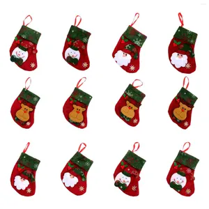 Christmas Decorations 12PCS Stocking Retro Country Style Tree Pendant Decoration