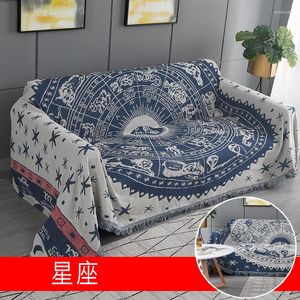 Fodere per sedie Copridivano in stile boemo Asciugamano in cotone e lino Coperta per tiro a maglia A-B Lato A-B Copridivano decorativo per mobili antipolvere 1 pezzo