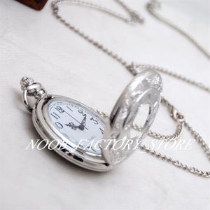 Movimento al quarzo di nuovo stile grande collana romana in acciaio bianco gioielli retrò intero orologio da taschino con catena da orologio3245