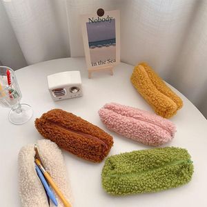 Lambswool Pencil Case Pen Pouch Plush Kawaii Zipper Bags Cosmetic Make Up Organizer Pouch School Office Stationery Pencil Bag RRD65