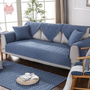 Chair Covers Modern Style Blue Quilted Sofa Slipcovers Cotton Sectional Cover Fundas De Couch Cama For Living Room SP4885