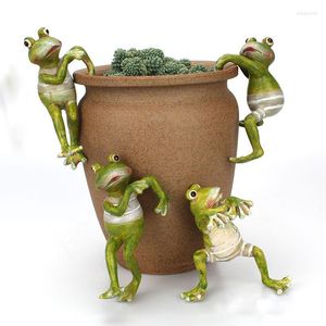 Garden Decorations 4st Fairy Creative Climbing Frogs Bonsai Dekorativ groda utomhus Flower Pot Decor för Home Desk Ornament Escultura