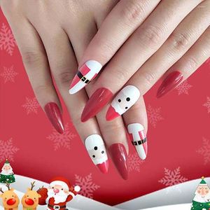 Fałszywe paznokcie 24pc/set Świąteczny pełna okładka fałszywy śnieżny łosia Święty Mikołaj dla kobiecych akcesoriów manicure
