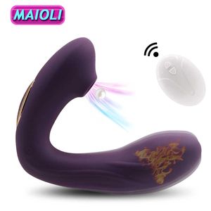 Skönhetsartiklar Klitoris sugande vibratoruppvärmningsläge 2in1 Dildo Clit Sucker Clitoris Nipple Stimulation Remote G SPOT Vuxen Sexig leksaker för kvinnor