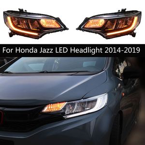 Car Headlights Assembly Dynamic Streamer Turn Signal Indicator Head Lamp For Honda Jazz LED Headlight DRL Lighting Accessories