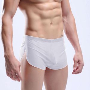 Mutande Boxer da uomo Intimo Pantaloni sexy Rotondi A tre punti Home Pantaloncini di seta Intimo Slip Estate Calzoncillos Hombre