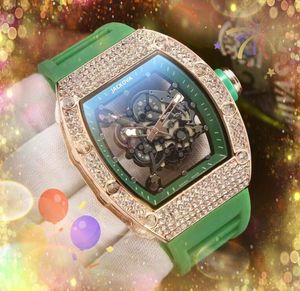 Moda Uomo Donna Cielo Diamanti Anello Orologi 43mm Gomma Silicone Quarzo Nucleo Vetro zaffiro Quadrante scheletrato cavo Bracciale originale solido Orologio da polso Regali