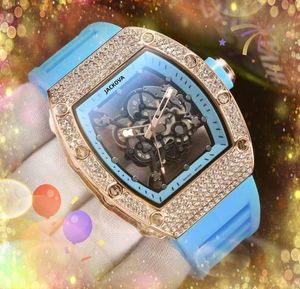Fashion Luxury Men Women Sky Diamonds Ring Watches 43mm Rubber Silicone Quartz Automatic Movement Hollow Skeleton Dial Original Solid Bracelet Wristwatch Gifts