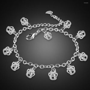 Ankletter 925 Sterling Silver Crown for Women Foot Jewelry Summer Beach Barefoot Sandals Armband p￥ benen Kvinnlig vrist