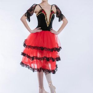 Stage Wear 2022 Red Professional Ballet Tutus For Girls Child Swan Lake Dress Dance Clothes Pancake Ballerina Figure Skating
