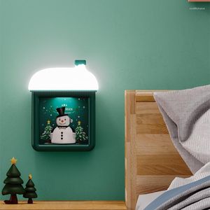 Decorazioni natalizie Casa sulla neve Sensore magnetico Luce notturna USB Ricaricabile Siliocne Lampada da atmosfera di Babbo Natale per regali per bambini