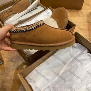 Buty Tasman kapcie futro kasztanowe slajdy kożuch Shearling Tazz klasyczne muły kobiety mężczyźni Ultra Mini platforma Boot buty wsuwane zamsz górna sdf0