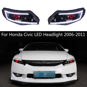 FD2 Araba Farları Turn Sinyal Ön lambası Honda Civic LED FARLIŞI 2006-2011 FARLARI İÇİN KAPALI IŞIKLARI GÜNLÜM IŞIĞI