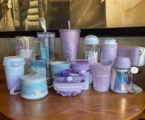 2021 Starbucks Cup Summer Magic Color Starry Sky Purple Gradient Glass Strohmarke Wasser Cup Thermos Cup3311220