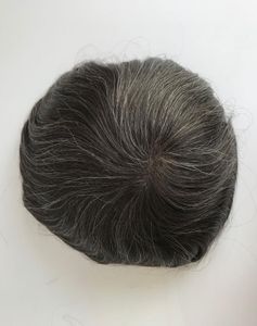 Män tunn hud Toupee Full PU 1B30 Grått hår Naturligt ser Indian Remy Hair Clear Poly Men Toupee2188100