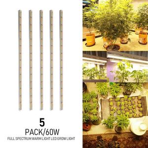Grow Lights XRYL 5 Stück/Los 1,2 m 60 W Röhre Vollspektrum warmes Licht wachsende LED-Lampe für Zimmerpflanzen, Aussaat, Wachstumszelt, komplettes Kit