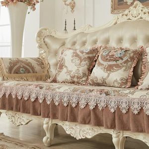 Chair Covers Baoyue European Sofa Cushion 123 People Combination Set Leather Anti-slip Four Seasons General High-end Luxury Lace Flower