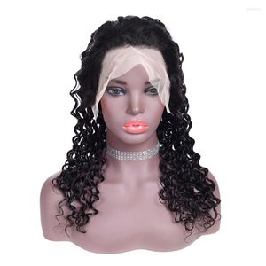 Malezja 13x4 koronkowa peruka Remy Hair głębokie fala ludzkie peruki dla kobiet wstępnie wyrzucone Tranparent HD Frontal