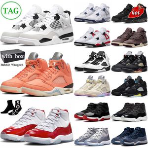 OG With Box 4 5 11 Mens Basketball Shoes Jumpman 4s Military Black Cat Midnight Navy 11s Bred Cool Grey 5s Crimson Bliss Sail Men Women Outdoor