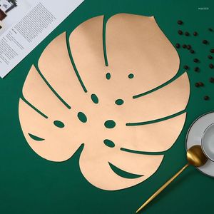 Maty stołowe duże PVC Monstera w kształcie złota stemplowanie liści kuchennej kształt unikalny miejsce mata