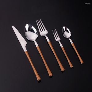 Geschirr-Sets, Holzgriff, Besteck-Set, Steakmesser, Gabel, Kaffeelöffel, Hosehold, Esstisch, Besteck