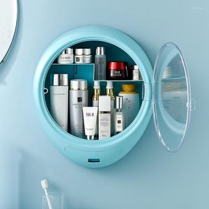 Förvaringslådor väggmontering dekor makeup arrangör låda stängd modern plast storag läppstift parfym porta maquiagem badrum