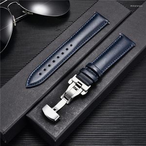 Watch Bands Genuine Leather Straps 18mm 20mm 22mm 24mm Stainless Steel Butterfly Buckle Accessories Casual Watchbands