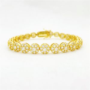 7/8/9inch Fashion Trendy Chain Bracelets Gold Plated S925 Sterling Silver Bling Moissanite Diamond Tennis Bracelet for Men Women Nice Gift