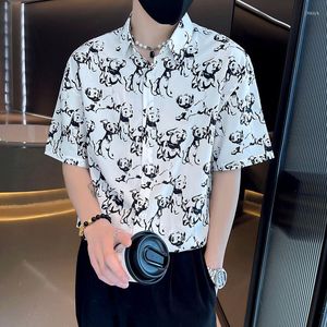 Men's Casual Shirts Animal Dog Full Print Hip Hop Beach Short Sleeve Shirt Men Blouse Women Button Up Japanese Fashion Summer