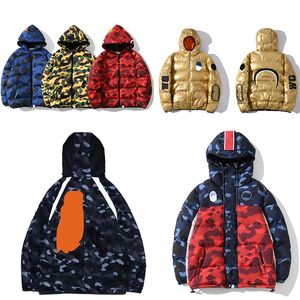 shark Herr Camouflage Puffer Jackor Dam Dunrock Japan Man Mode Print Parkas Vindjacka Ytterkläder Klassisk Street Style färg grå storlek M/L/XL/XXL/XXXL