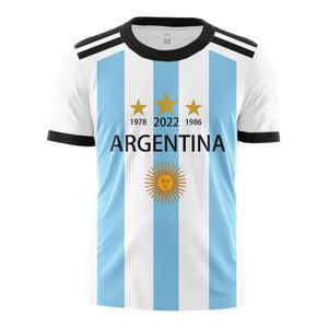 Fans Tops Tees Argentina 3 Star Jersey Men's Ladies Short Sleeve TShirts Streetwear Sportswear Argentina Flag Oversized Tops Tee Shirt 221228