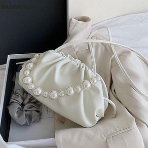 Evening Bags Pearl Design Cloud Small PU Leather Crossbody For Women Solid Color Shoulder Handbags Female Cross Body Bag